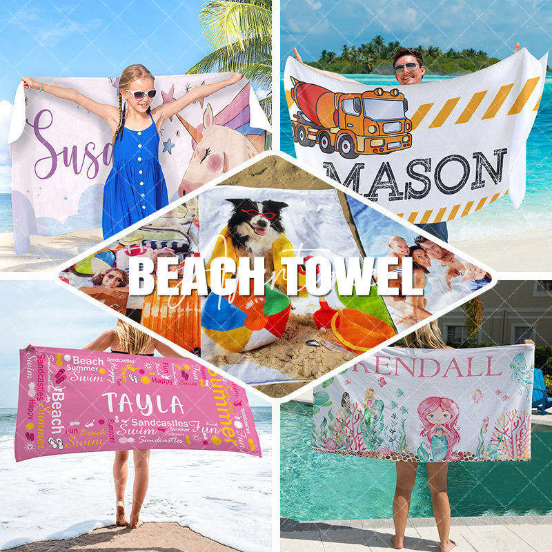 Pink Flamingo Summer Christmas In July Beach Towel