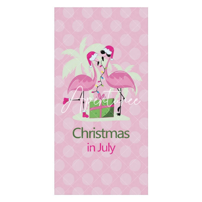 Pink Flamingo Summer Christmas In July Beach Towel